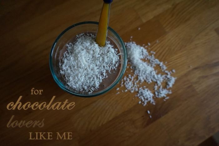 Smoothie för chokladälskare text