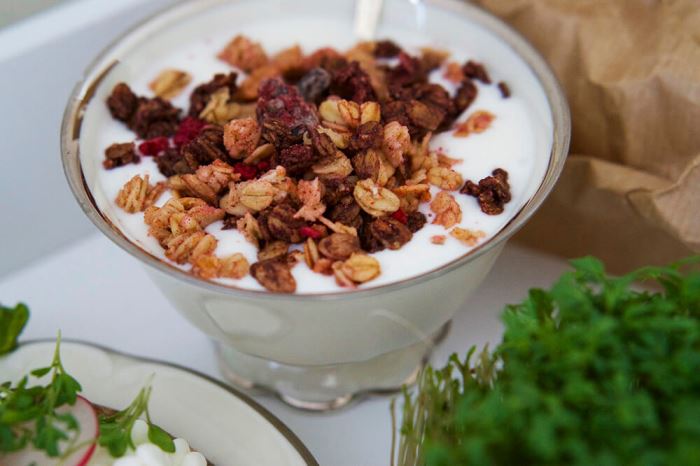 Knäckebröd med keso, krasse och rädisor